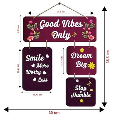 Good Vibes Only Wooden Wall Hanging for Living Room Home, Office, Decoratio Quotes Printed