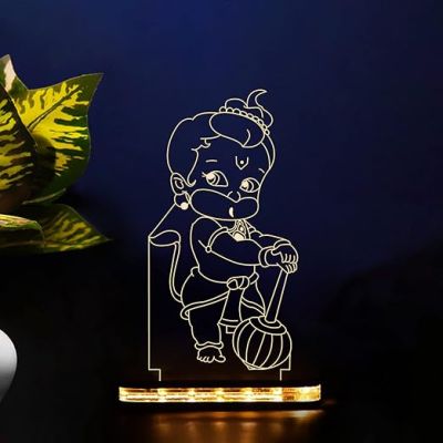 3D Illusion Little Hanuman Led Night Lamp with Warm White Colour Home Office Pooja Room Decor Light