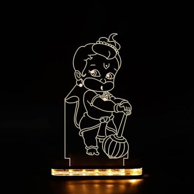 3D Illusion Little Hanuman Led Night Lamp with Warm White Colour Home Office Pooja Room Decor Light