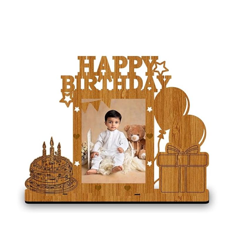 Baby Boy Happy Birthday Wooden Photo Frame Tabletop Gift For Birthday Home & Office Table Decor