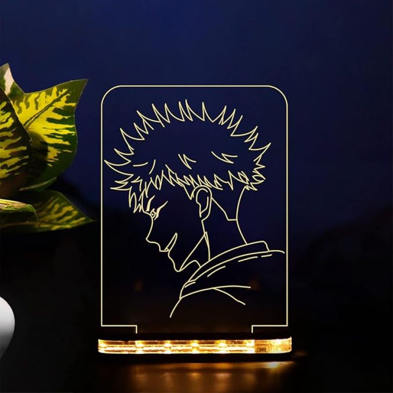 3D Illusion Jujutsu Kaisen Anime Character Led Night Lamp with Warm White Colour  Kids Room Decor Lamp