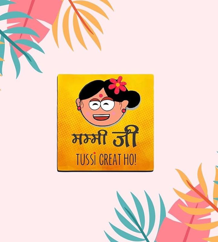 Mummy Ji Tussi Great Ho Wooden Fridge Magnet for Home Kitchen Refrigerator Decoration Gift for Mom