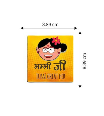 Mummy Ji Tussi Great Ho Wooden Fridge Magnet for Home Kitchen Refrigerator Decoration Gift for Mom