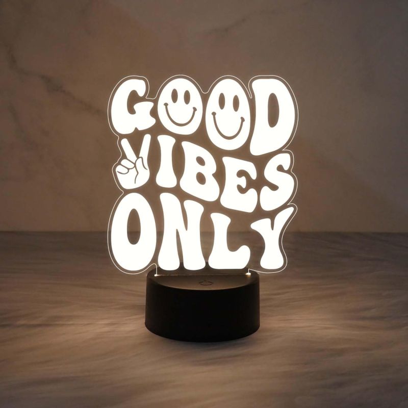 Good Vibes Only Engraved Night Lamp with Warm White Light  Gift for Birthday  Motivational Gift for Friends