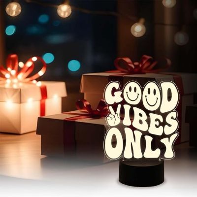 Good Vibes Only Engraved Night Lamp with Warm White Light  Gift for Birthday  Motivational Gift for Friends