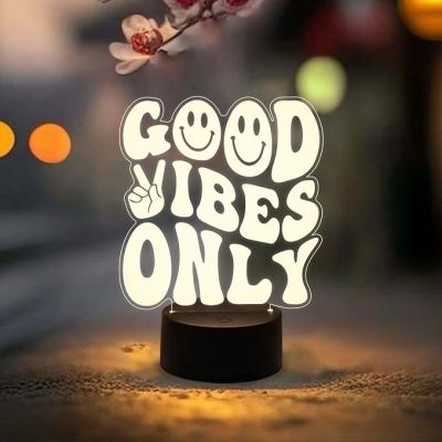 Good Vibes Only Engraved Night Lamp with Warm White Light  Gift for Birthday  Motivational Gift for Friends