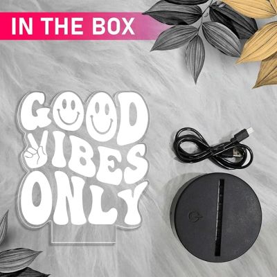 Good Vibes Only Engraved Night Lamp with Warm White Light  Gift for Birthday  Motivational Gift for Friends