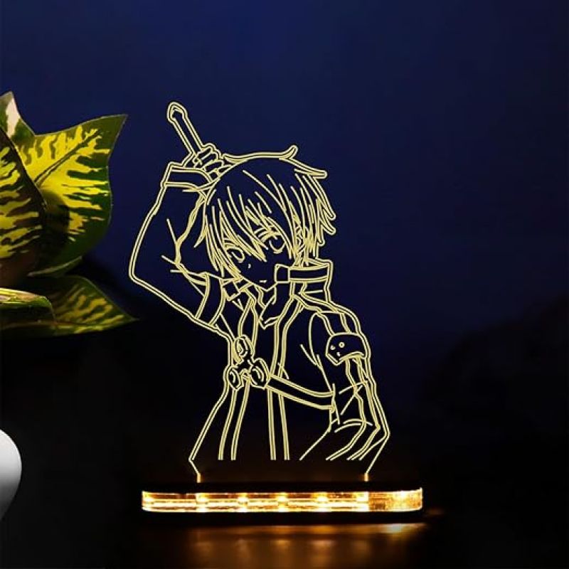 3D kiritoasuna Anime lamp with Warm White Colour Bedroom Decor Light Birthday Gifts for Friend