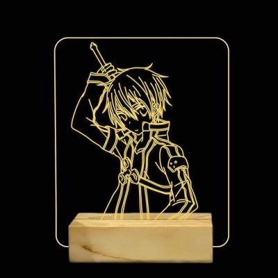 3D kiritoasuna Anime lamp with Warm White Colour & Wooden Base Lamp Bedroom Decor Light Birthday Gifts for Friend