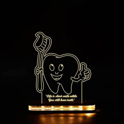 3D iIlusion Teeth Brush Night lamp with Warm White Colour Funny Dental Desk lamp