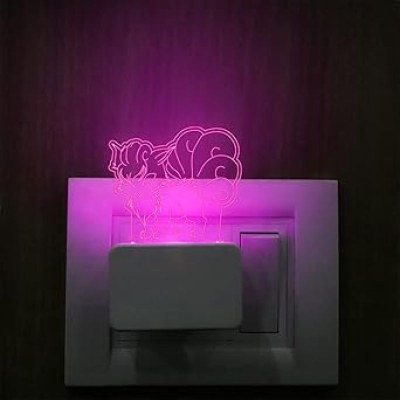 3D Illusion Chibi Cartoon Plug Night Lamp 7 Color Changing Light Gifts for Kids & Home Decor Light