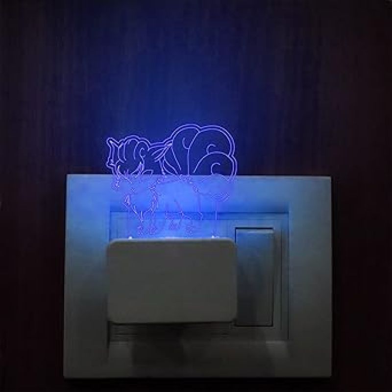 3D Illusion Chibi Cartoon Plug Night Lamp 7 Color Changing Light Gifts for Kids & Home Decor Light
