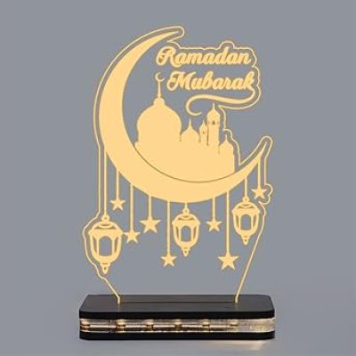 Ramadan Mubarak Led Night Lamp with Warm White Colour Eid Decoration Lamp Gift Ideas for Family Friends, Ramazan Islamic