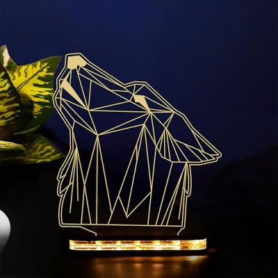 3D Wolf Optical Led Night Lamp with Warm White Light Creative Room Decor and Birthday Gift for Kids, Boys