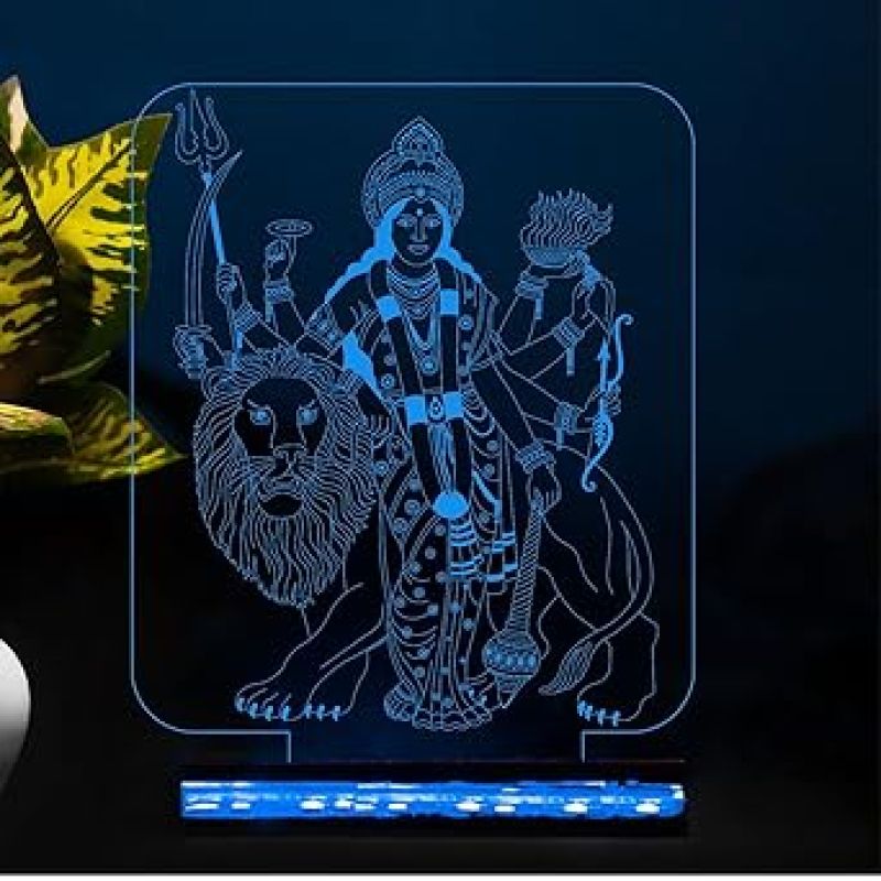 3D Illusion Shera Wali Mata Led Night Lamp 16 Color Changing Light with Remote Control   Home Temple Office Decor Light Religious Gift