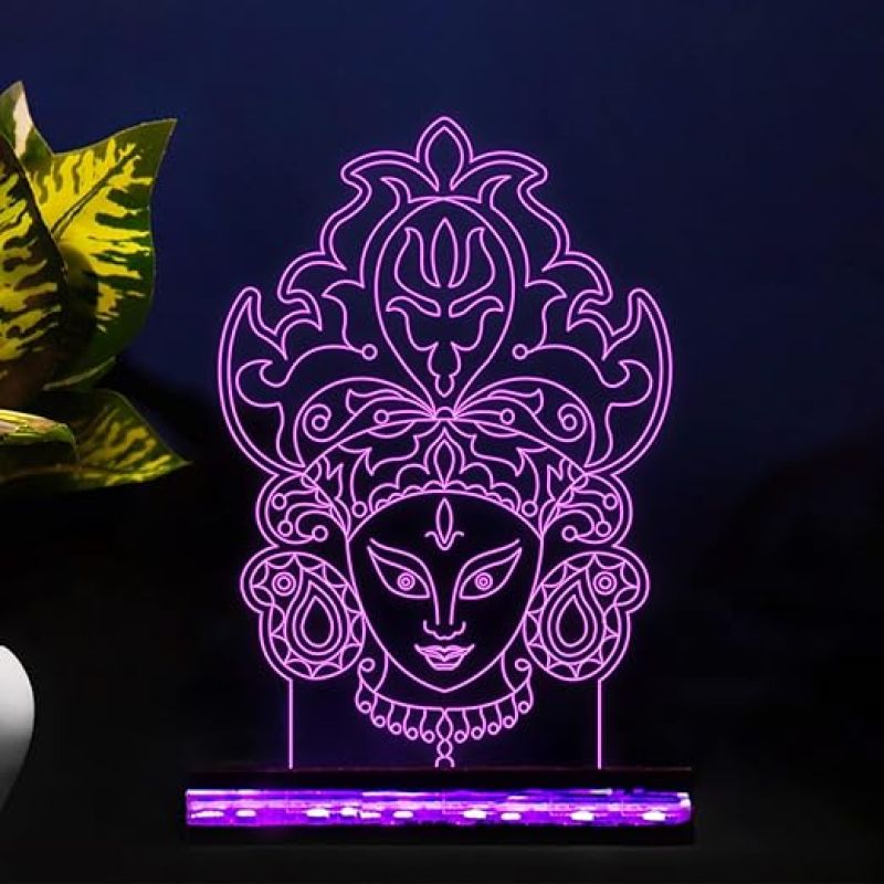 3D Illusion Maa Durga Acrylic Led Night Lamp 16 Color Changing Light with Remote Control Festival Gifts For Friend and Family