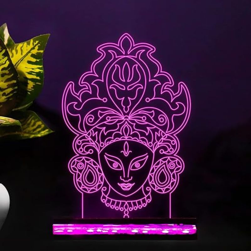 3D Illusion Maa Durga Acrylic Led Night Lamp 16 Color Changing Light with Remote Control Festival Gifts For Friend and Family