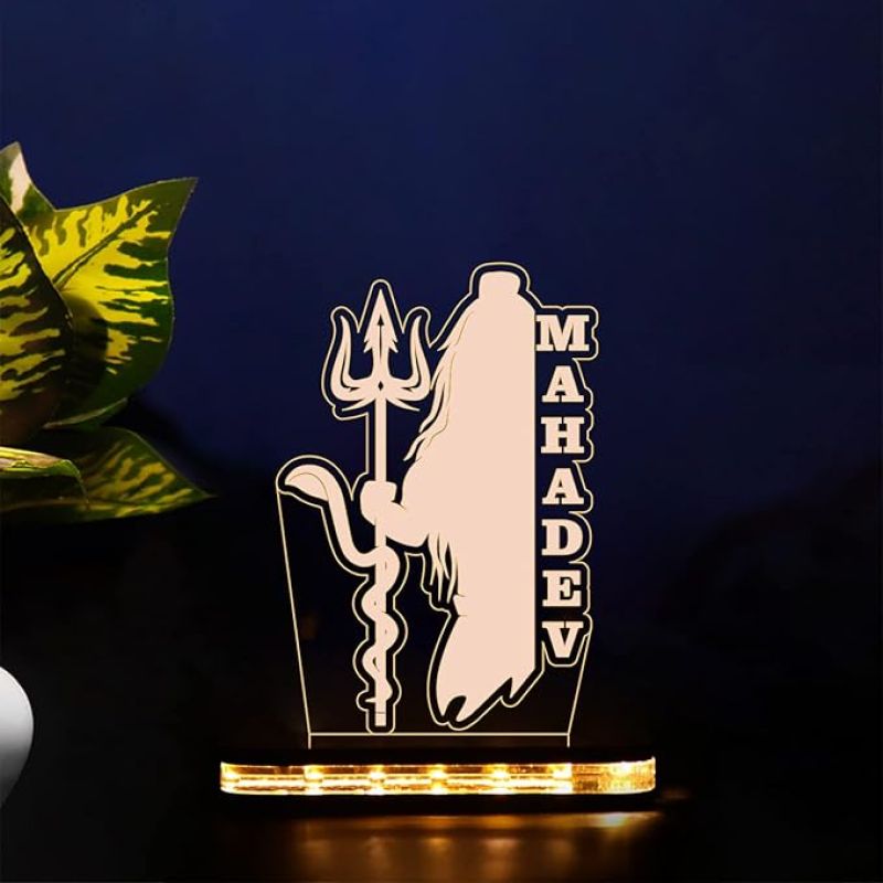 3D Illusion Mahadev text Night lamp with Warm White Led Light Temple, Home, Decor Lamp  Gift for Festival