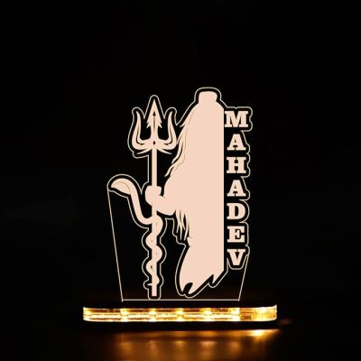 3D Illusion Mahadev text Night lamp with Warm White Led Light Temple, Home, Decor Lamp  Gift for Festival