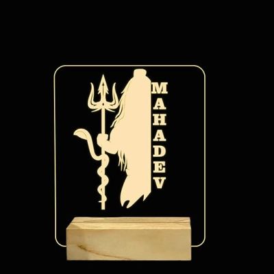 3D Illusion Mahadev text Night lamp with Warm White Light Temple, Home, Decor Lamp Gift for Festival Woosen  Base