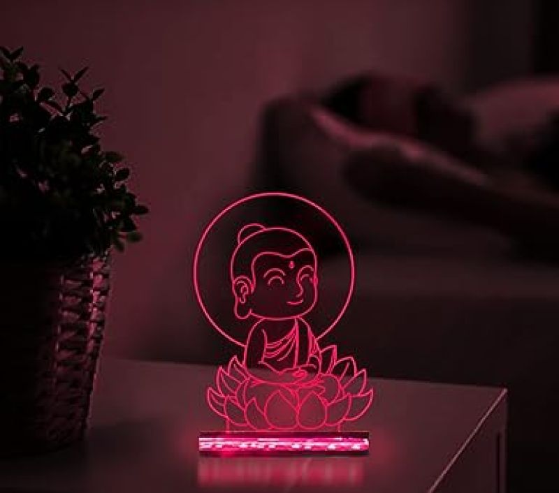 3D Illusion Little Gautam Buddha Night Light 16 Color Changing Led Light with Remote Control Eid Gift for Friends & Family, Home Office Bedroom Decor