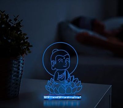 3D Illusion Little Gautam Buddha Night Light 16 Color Changing Led Light with Remote Control Eid Gift for Friends & Family, Home Office Bedroom Decor