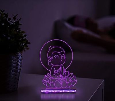 3D Illusion Little Gautam Buddha Night Light 16 Color Changing Led Light with Remote Control Eid Gift for Friends & Family, Home Office Bedroom Decor