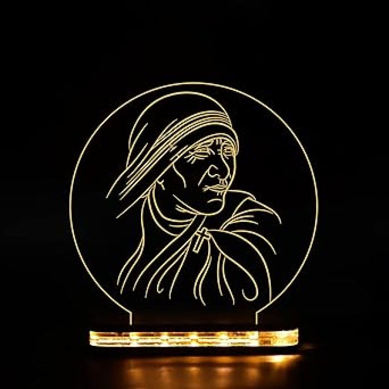 3D Illusion Mother Teresa Led Night Lamp with Warm White Colour Famous Personality, Office Decor Lamp