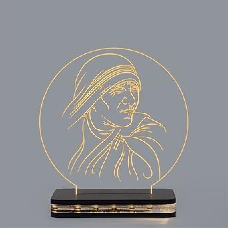 3D Illusion Mother Teresa Led Night Lamp with Warm White Colour Famous Personality, Office Decor Lamp
