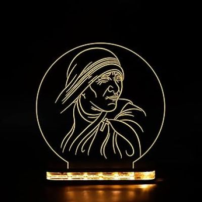 3D Illusion Mother Teresa Led Night Lamp with Warm White Colour Famous Personality, Office Decor Lamp