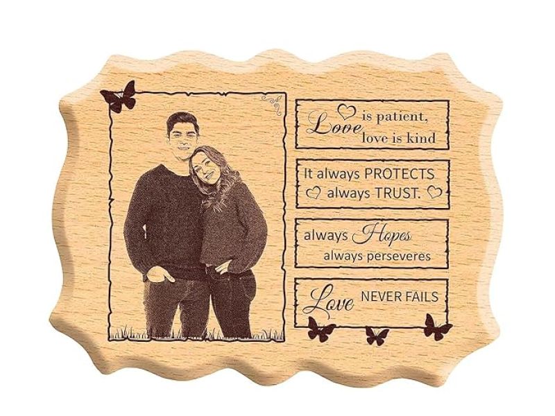 Personalized Couple Wooden Photo Plaque Customized with Photo and Text Unique Meaningful Gift Idea For Family, Friends and Loveable Person
