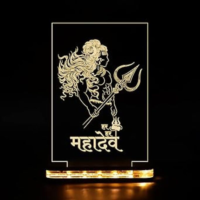 3D Illusion Har Har mahadev Hindi Text Led Night Light with Warm White Colour  Home Decoration & Birthday Gifts