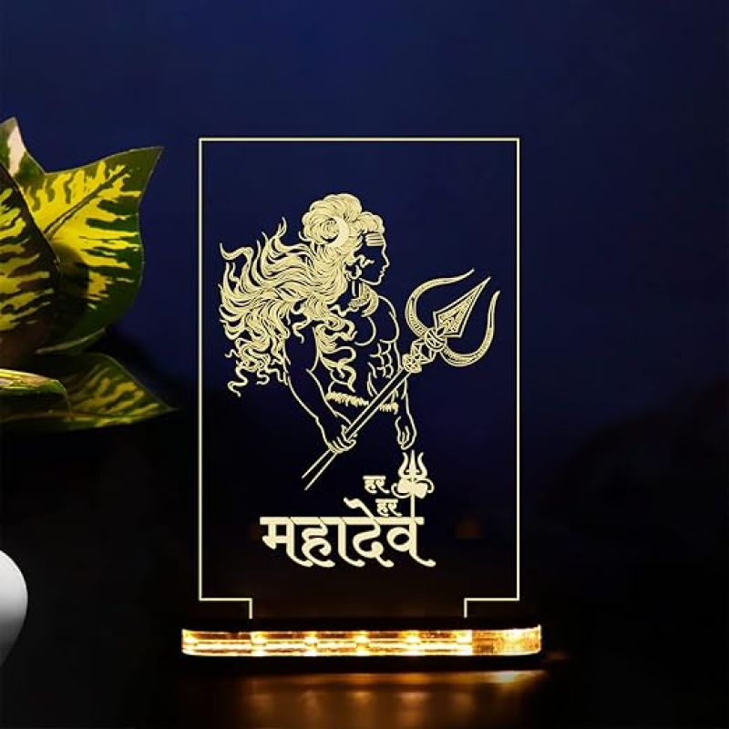 3D Illusion Har Har mahadev Hindi Text Led Night Light with Warm White Colour  Home Decoration & Birthday Gifts