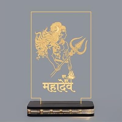 3D Illusion Har Har mahadev Hindi Text Led Night Light with Warm White Colour  Home Decoration & Birthday Gifts