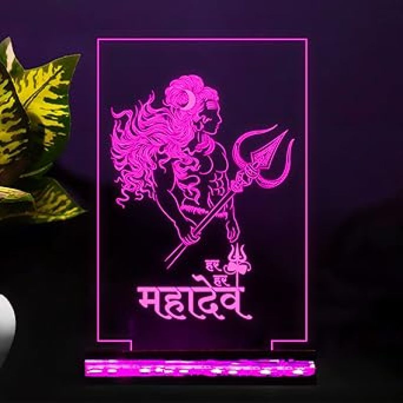 3D Illusion Har Har mahadev Hindi Text 16 Color Changing Led Light with Remote Control Night Light  Home Decoration & Birthday Gifts