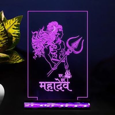 3D Illusion Har Har mahadev Hindi Text 16 Color Changing Led Light with Remote Control Night Light  Home Decoration & Birthday Gifts