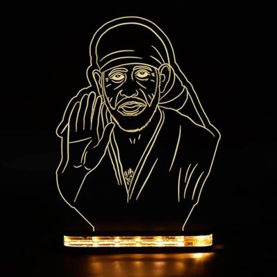 3D Illusion Sai Baba Led Night lamp with Warm White Color Home, Office and Pooja Room Decor