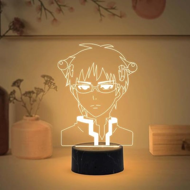 Saiki Anime Night Lamp with Warm White Light Gift for Boy Birthday Gift For Anime Lover
