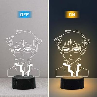 Saiki Anime Night Lamp with Warm White Light Gift for Boy Birthday Gift For Anime Lover