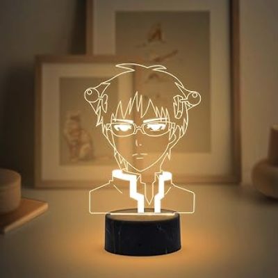 Saiki Anime Night Lamp with Warm White Light Gift for Boy Birthday Gift For Anime Lover