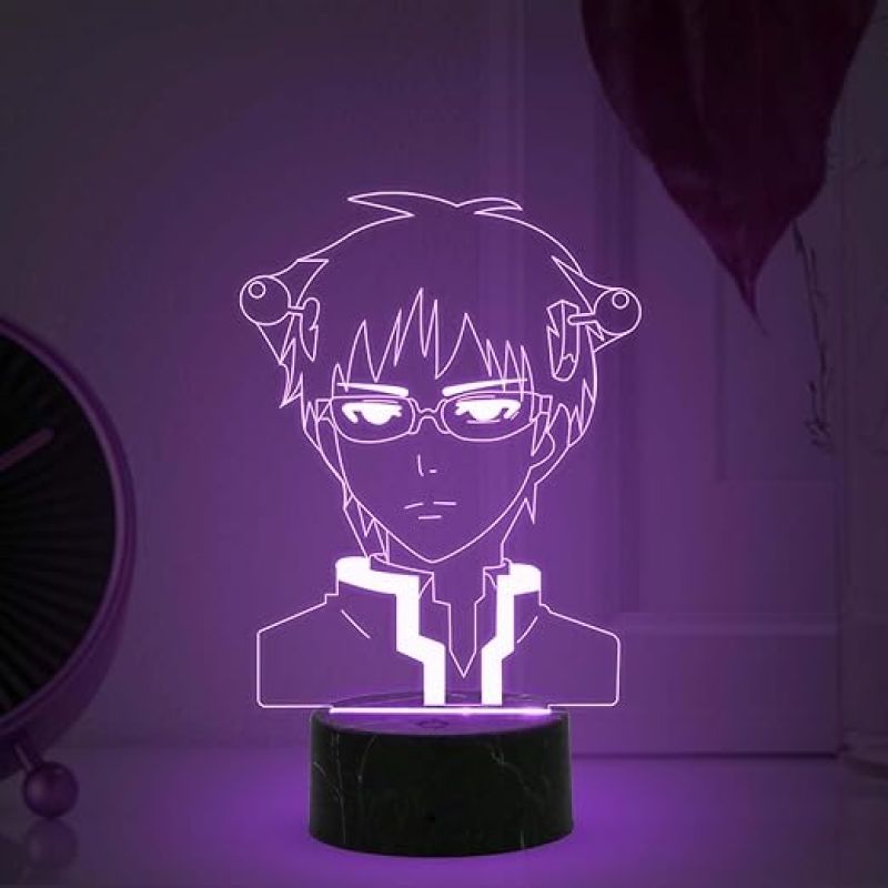 Saiki Anime Night Lamp with 7 Color Changing Light Gift for Boy Birthday Gift For Anime Lover