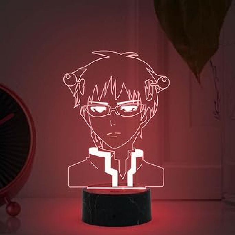 Saiki Anime Night Lamp with 7 Color Changing Light Gift for Boy Birthday Gift For Anime Lover