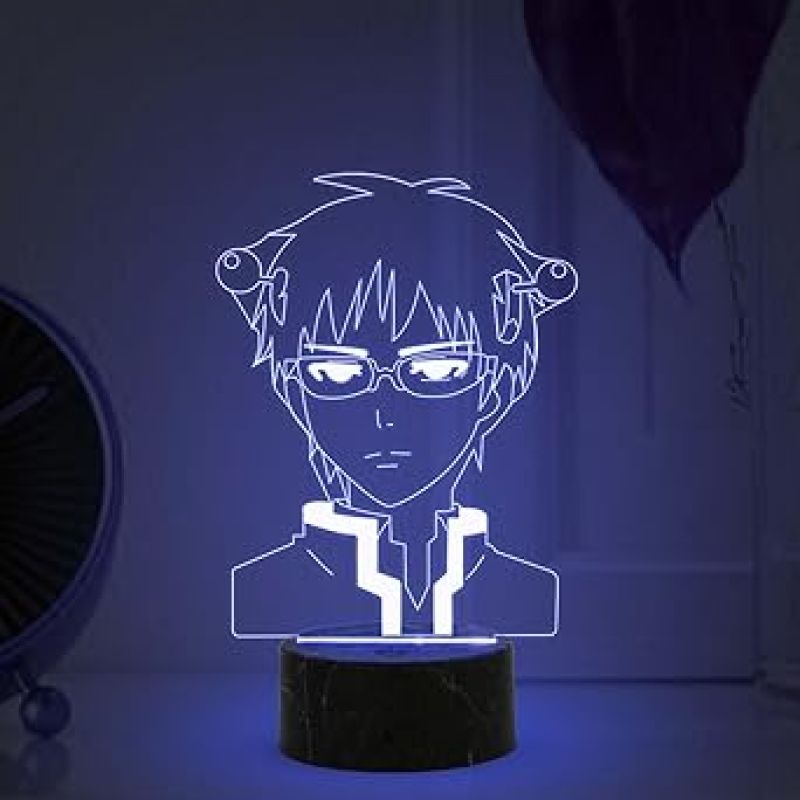 Saiki Anime Night Lamp with 7 Color Changing Light Gift for Boy Birthday Gift For Anime Lover