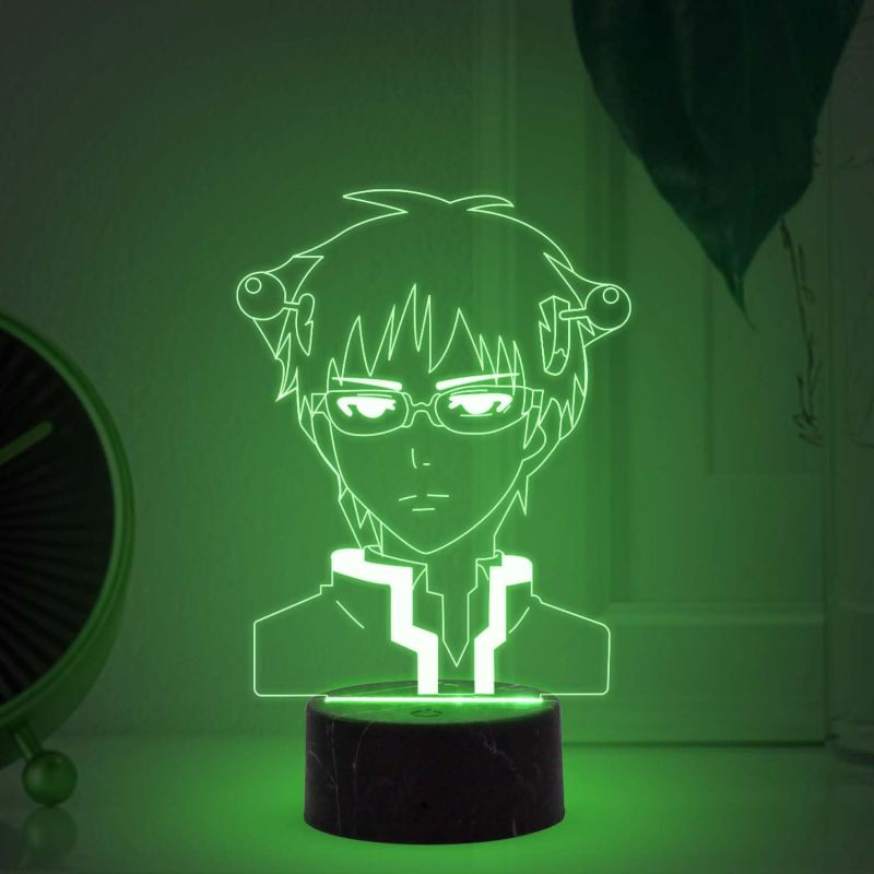Saiki Anime Night Lamp with 7 Color Changing Light Gift for Boy Birthday Gift For Anime Lover