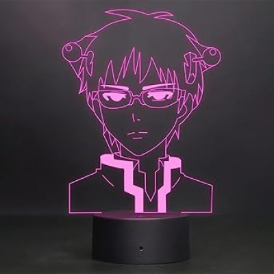 Saiki Anime Led Night Lamp 7 Color Changing Light Gift for Boy Birthday Gift For Anime Lover Circle Base