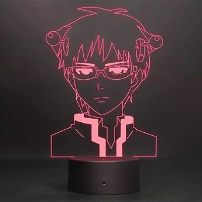 Saiki Anime Led Night Lamp 7 Color Changing Light Gift for Boy Birthday Gift For Anime Lover Circle Base