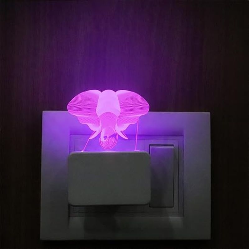 Elephant Plug Night Lamp 7 Color Changing Light Kids Bedroom Lamp