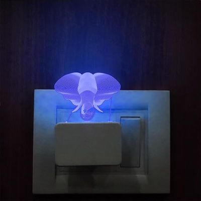 Elephant Plug Night Lamp 7 Color Changing Light Kids Bedroom Lamp