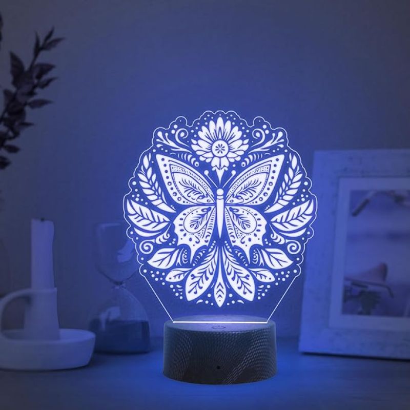 3D Illusion Butterfly Night Lamp with Automatic Color Changing Light Kids Room Decor Light  Bedside Table Lamp  Home Decoration Lamp