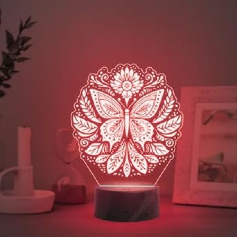 3D Illusion Butterfly Night Lamp with Automatic Color Changing Light Kids Room Decor Light  Bedside Table Lamp  Home Decoration Lamp